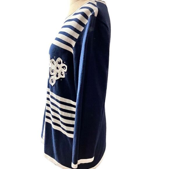 Alfred Dunner Blue Sweater w/White Accents / sz: P/M / EUC - Picture 4 of 7